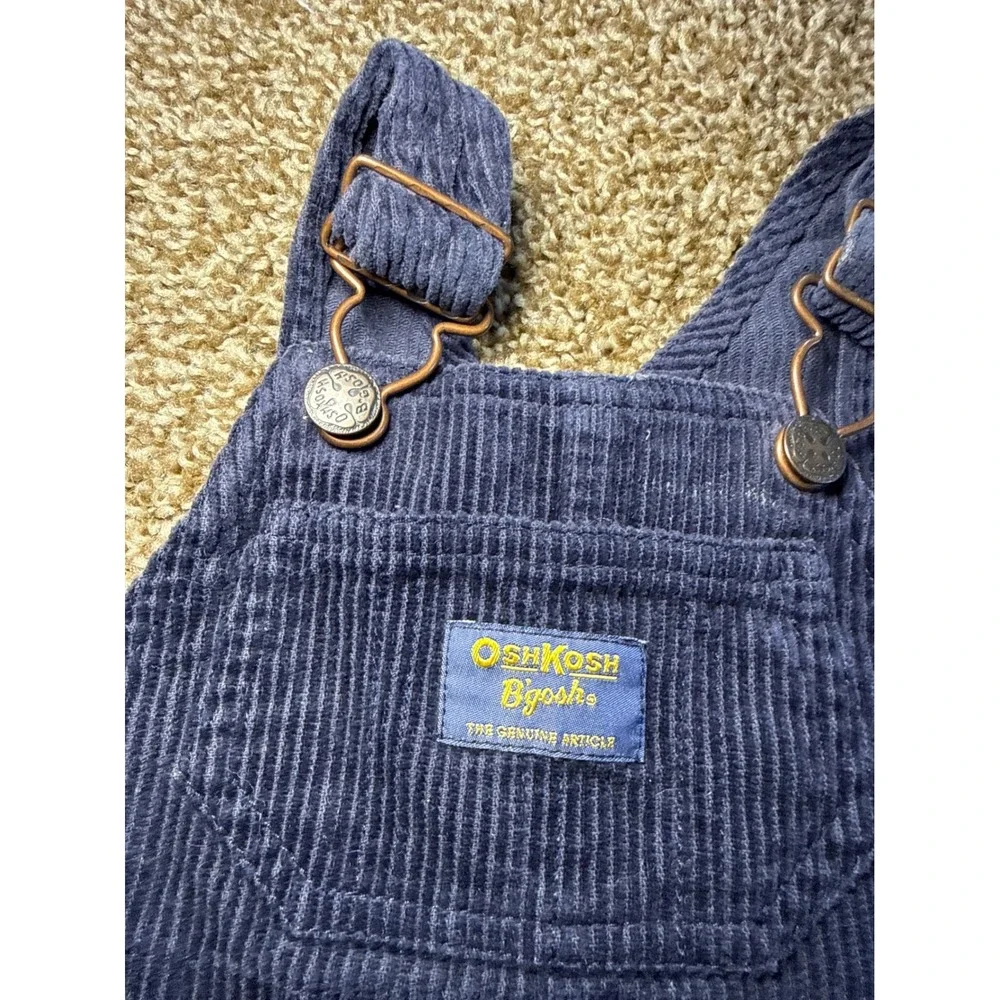 OshKosh Bgosh Vintage 90s Vestbak‎ Navy Blue Corduroy Overalls Toddler Size 18M